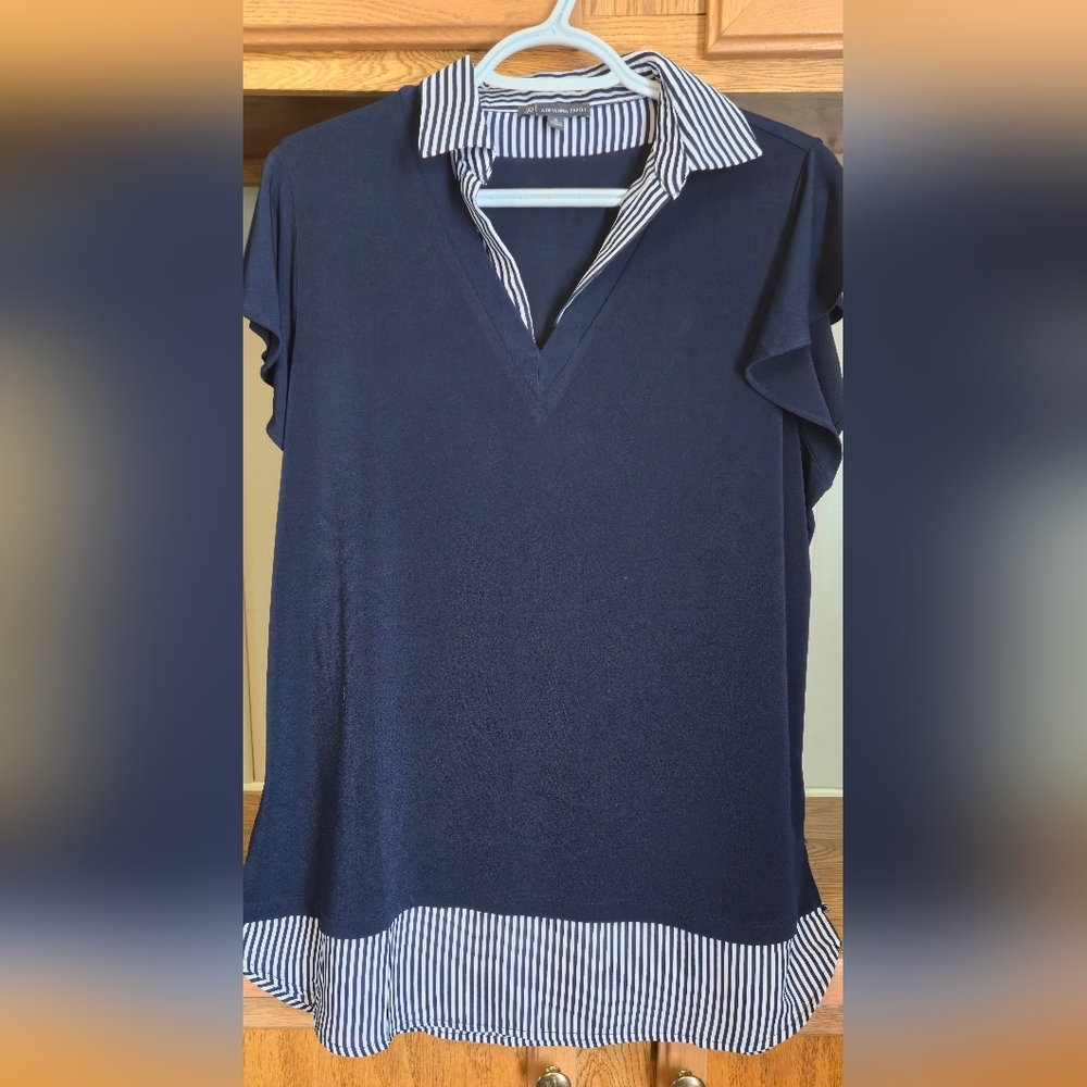 Adrianna Papell Deep Blue Blouse